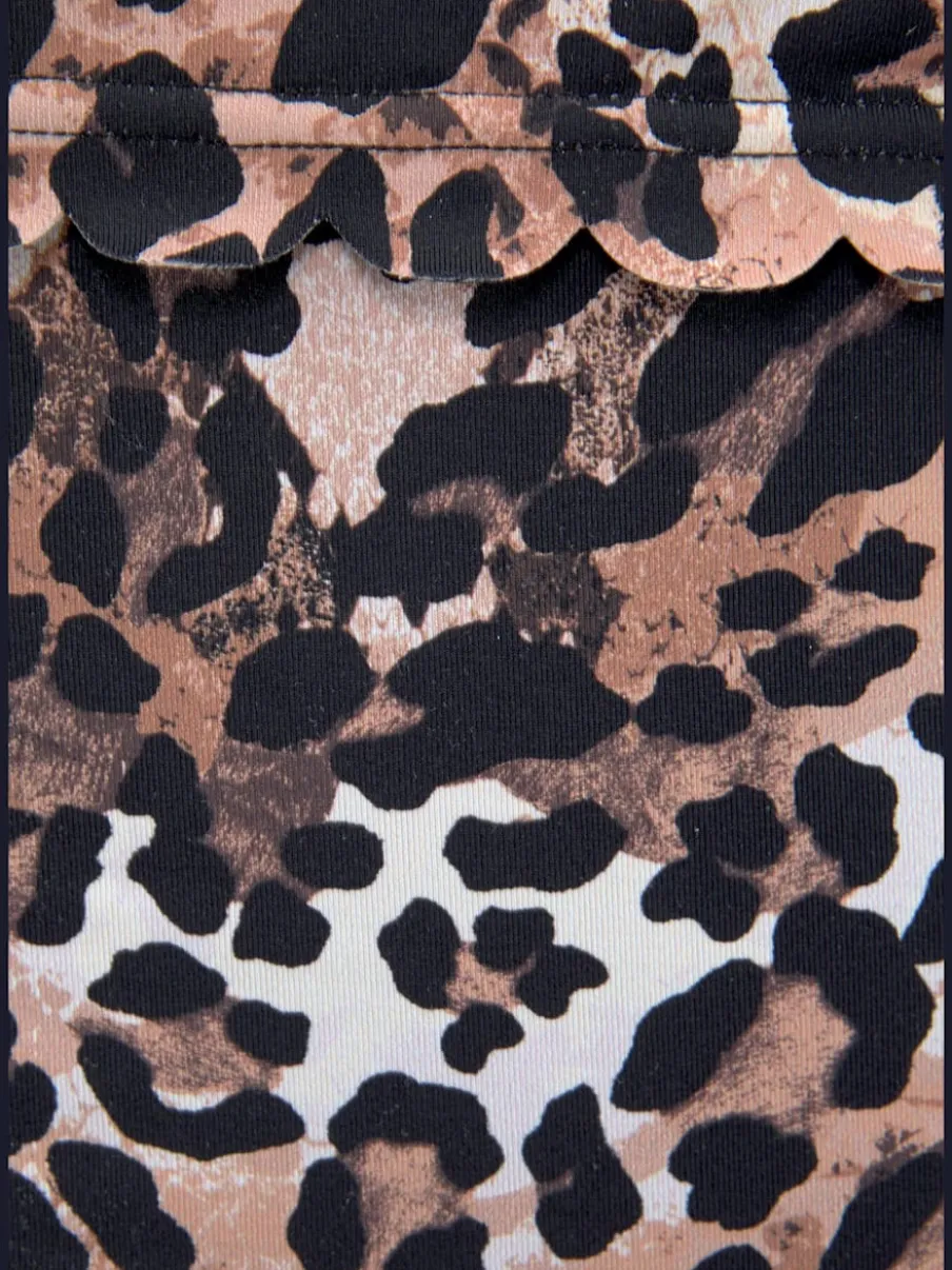 Bas de maillot de bain à revers avec motif léopard