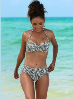 Bas de maillot de bain réglable avec motif géométrique et coupe haute