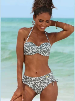 Bas de maillot de bain réglable avec motif géométrique et coupe haute