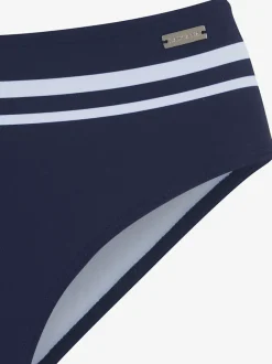 Bas de maillot de bain style marin à rayures horizontales et coupe haute