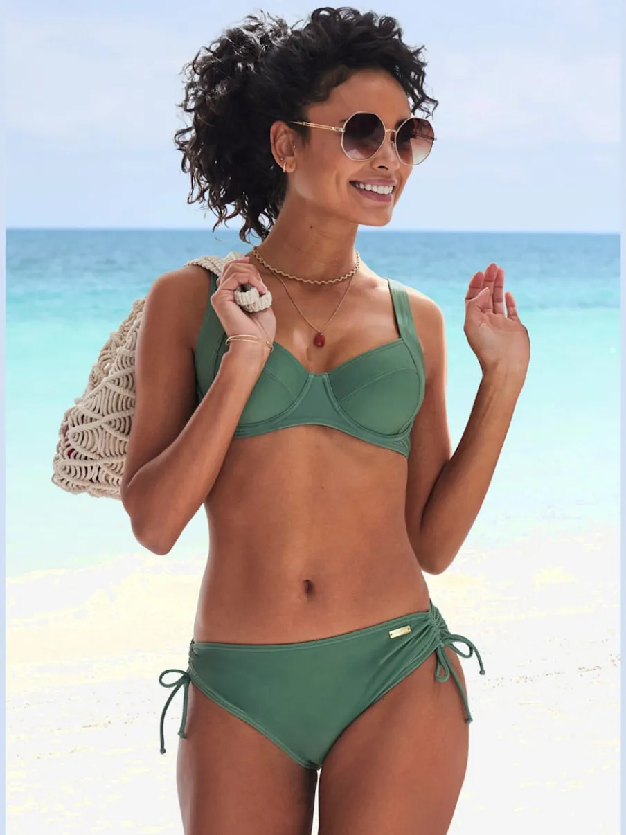 Bas de maillot de bain taille haute réglable avec matière en polyamide recyclé