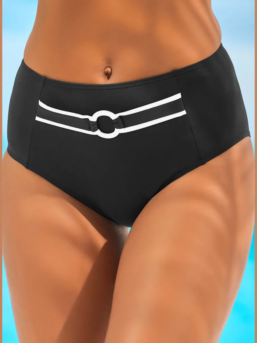 Bas de maillot de bain taille haute avec détails contrastés et décoratifs