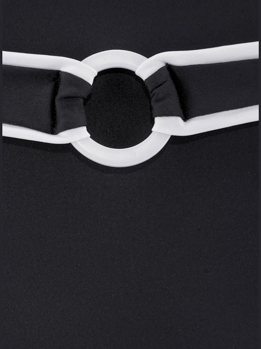 Bas de maillot de bain taille haute avec détails contrastés et décoratifs