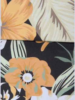 Bas de maillot de bain taille haute à motif tropical avec ceinture