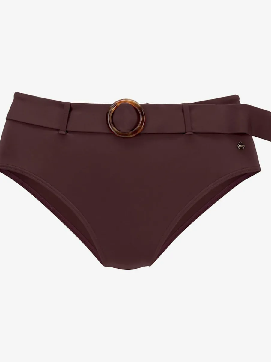 Bas de maillot de bain taille haute avec ceinture amovible et anneau