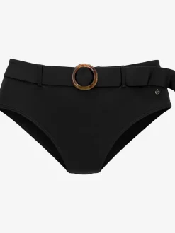 Bas de maillot de bain taille haute avec ceinture amovible et anneau