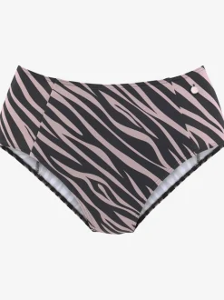 Bas de maillot de bain taille haute avec imprimé zébré en microfibre douce
