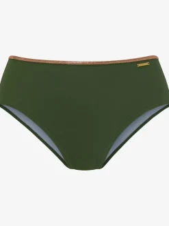 Bas de maillot de bain taille haute avec passepoils brillants et polyamide recyclé