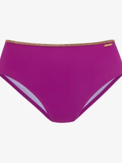 Bas de maillot de bain taille haute avec passepoils brillants et polyamide recyclé