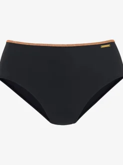 Bas de maillot de bain taille haute avec passepoils brillants et polyamide recyclé