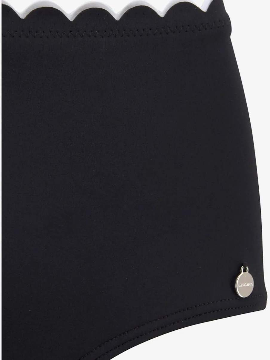 Bas de maillot de bain taille haute avec bordure cocotte et barrettes latérales