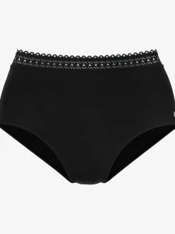 Bas de maillot de bain taille haute à bord découpé au laser en microfibre douce