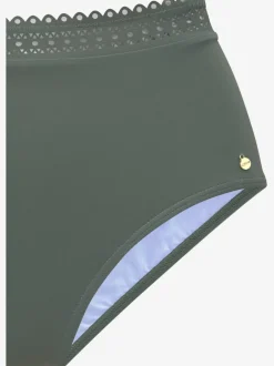 Bas de maillot de bain taille haute à bord découpé au laser en microfibre douce