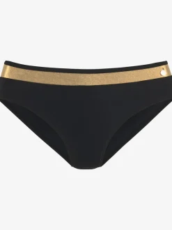 Bas de maillot de bain taille haute avec empiècements métallisés et petit emblème