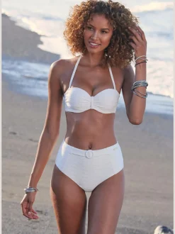 Bas de maillot de bain taille haute avec ceinture décorative