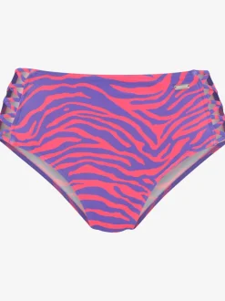 Bas de maillot de bain taille haute à imprimé animal et bandes croisées