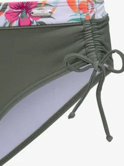 Bas de maillot de bain taille haute avec empiècement floral ajustable