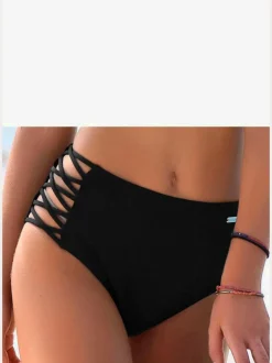 Bas de maillot de bain taille haute à bandes croisées sur les côtés