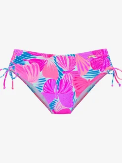 Bas de maillot de bain taille haute avec motif tropical et réglable
