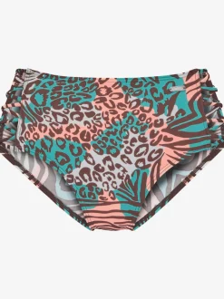 Bas de maillot de bain taille haute avec imprimé animal et rubans latéraux