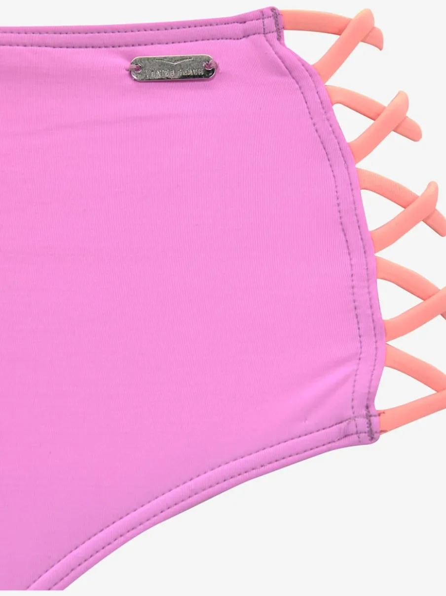 Bas de maillot de bain taille haute avec bandes croisées et finition douce