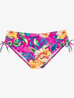 Bas de maillot de bain taille haute à design floral et réglables sur les côtés