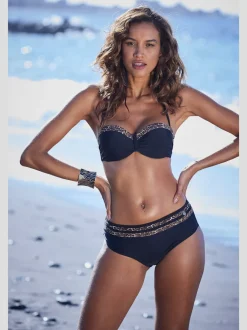 Bas de maillot de bain taille haute avec empiècements léopard et détails en matière durable