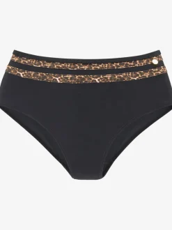 Bas de maillot de bain taille haute avec empiècements léopard et détails en matière durable
