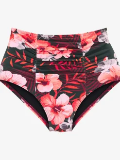 Bas de maillot de bain taille haute avec fronces et empiècements gainants