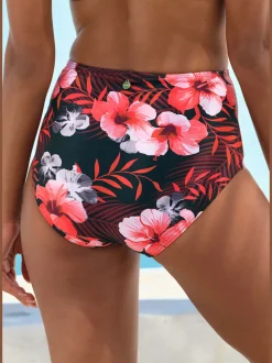 Bas de maillot de bain taille haute avec fronces et empiècements gainants