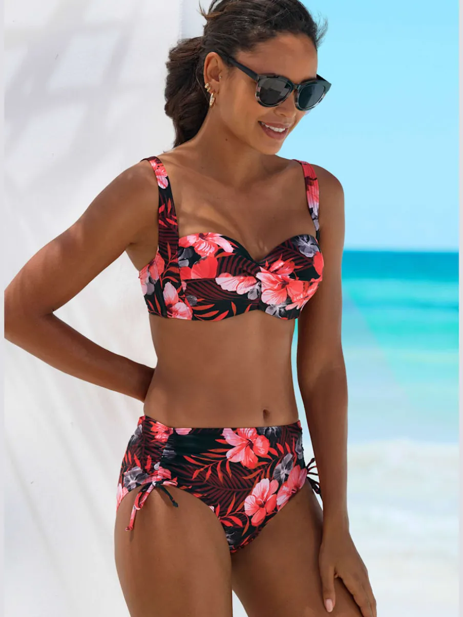 Bas de maillot de bain taille haute à empiècement gainant et réglable