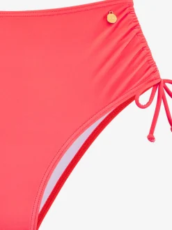 Bas de maillot de bain taille haute à cordons réglables et empiècement gainant
