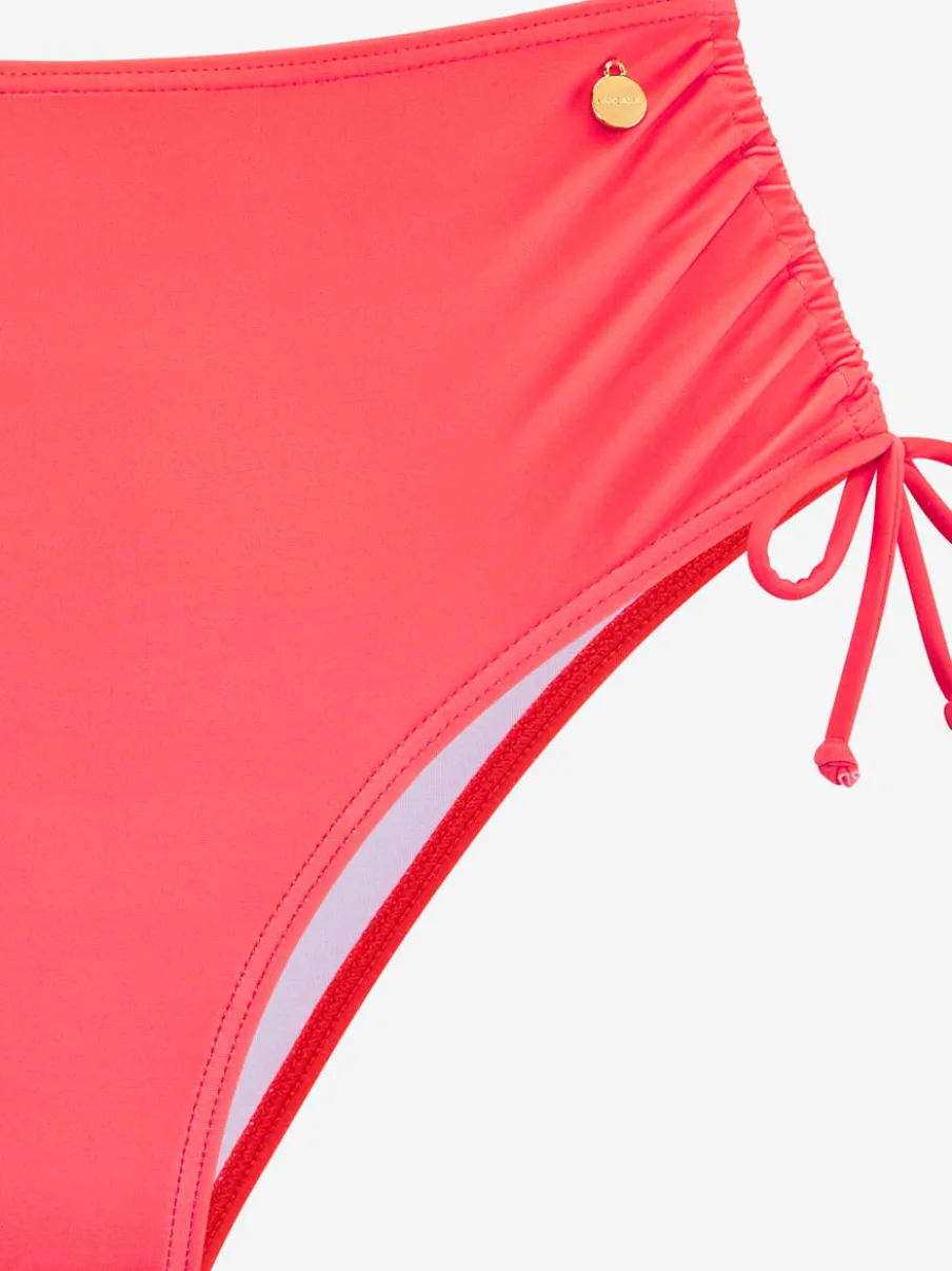 Bas de maillot de bain taille haute à cordons réglables et empiècement gainant