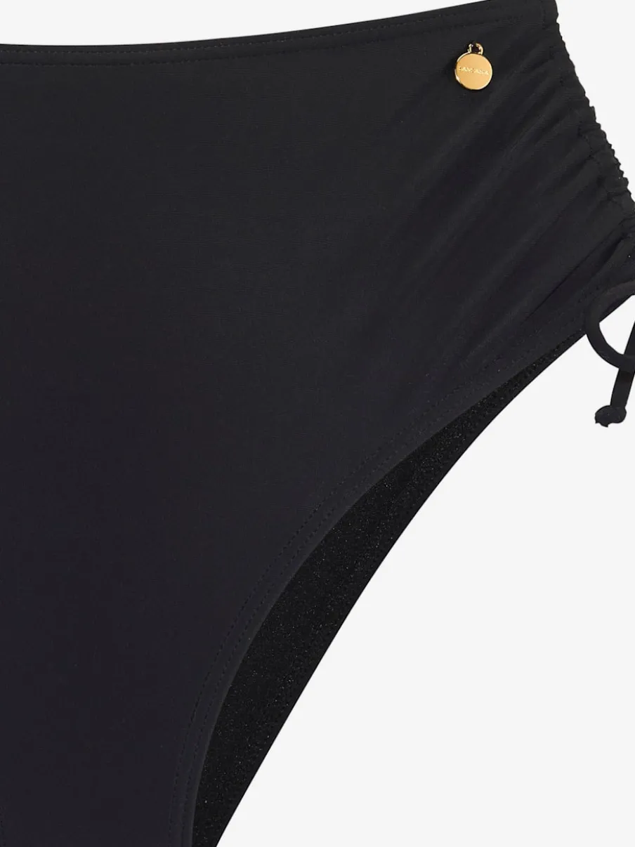 Bas de maillot de bain taille haute à cordons réglables et empiècement gainant