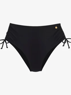 Bas de maillot de bain taille haute à cordons réglables et empiècement gainant