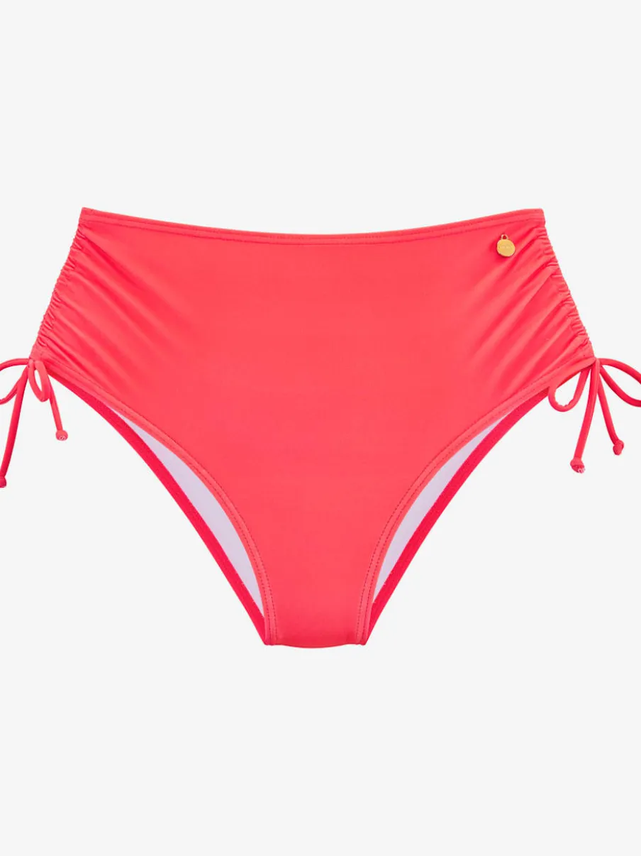 Bas de maillot de bain taille haute à cordons réglables et empiècement gainant