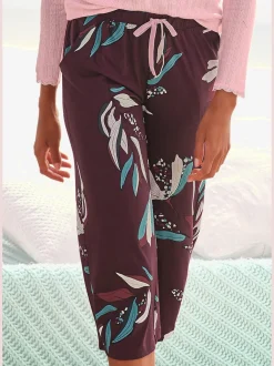 Bas de pyjama élégante pantacourt de pyjama avec motif sur toute la surface