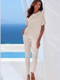 Bas de pyjama pantalon de nuit en matière côtelée douce