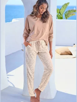 Bas de pyjama pantalon de pyjama avec poches fendues