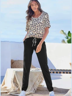 Bas de pyjama pantalon de pyjama avec poches fendues