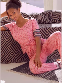 Bas de pyjama pantalon large avec motif ethnique