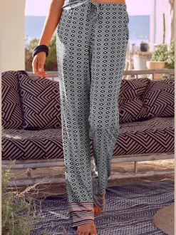 Bas de pyjama pantalon large avec motif ethnique