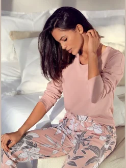Bas de pyjama pantalon longueur cheville à imprimé floral