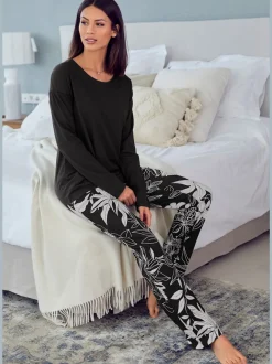 Bas de pyjama pantalon longueur cheville à imprimé floral