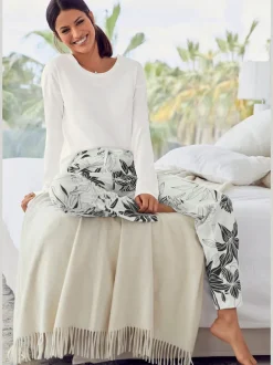 Bas de pyjama pantalon longueur cheville à imprimé floral