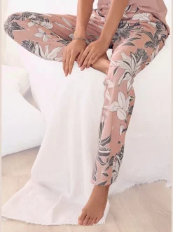 Bas de pyjama pantalon longueur cheville à imprimé floral