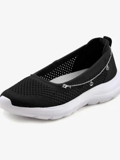 Baskets chaussures en textiles, chaussures en tissu avec chaîne décorative raffinée amovible pour un look personnalisé