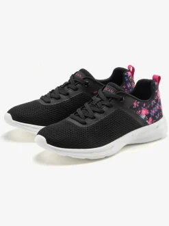 Baskets chaussures en textile, chaussures en tissu avec imprimé floral tendance et élégant