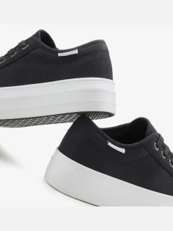 Baskets chaussures en textile, chaussures en tissu avec semelle compensée tendance