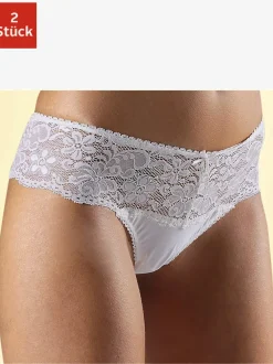 Beau string avec large ceinture de dentelle nuance